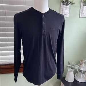 Stanley Long Sleeve Black Henley Shirt
